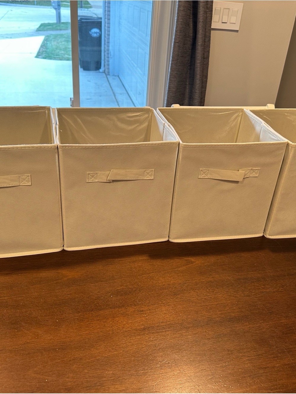 Neutral Cream Fabric Storage Bins - Set of 4